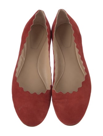 Chloé Suede Scalloped Accent Ballet Flats