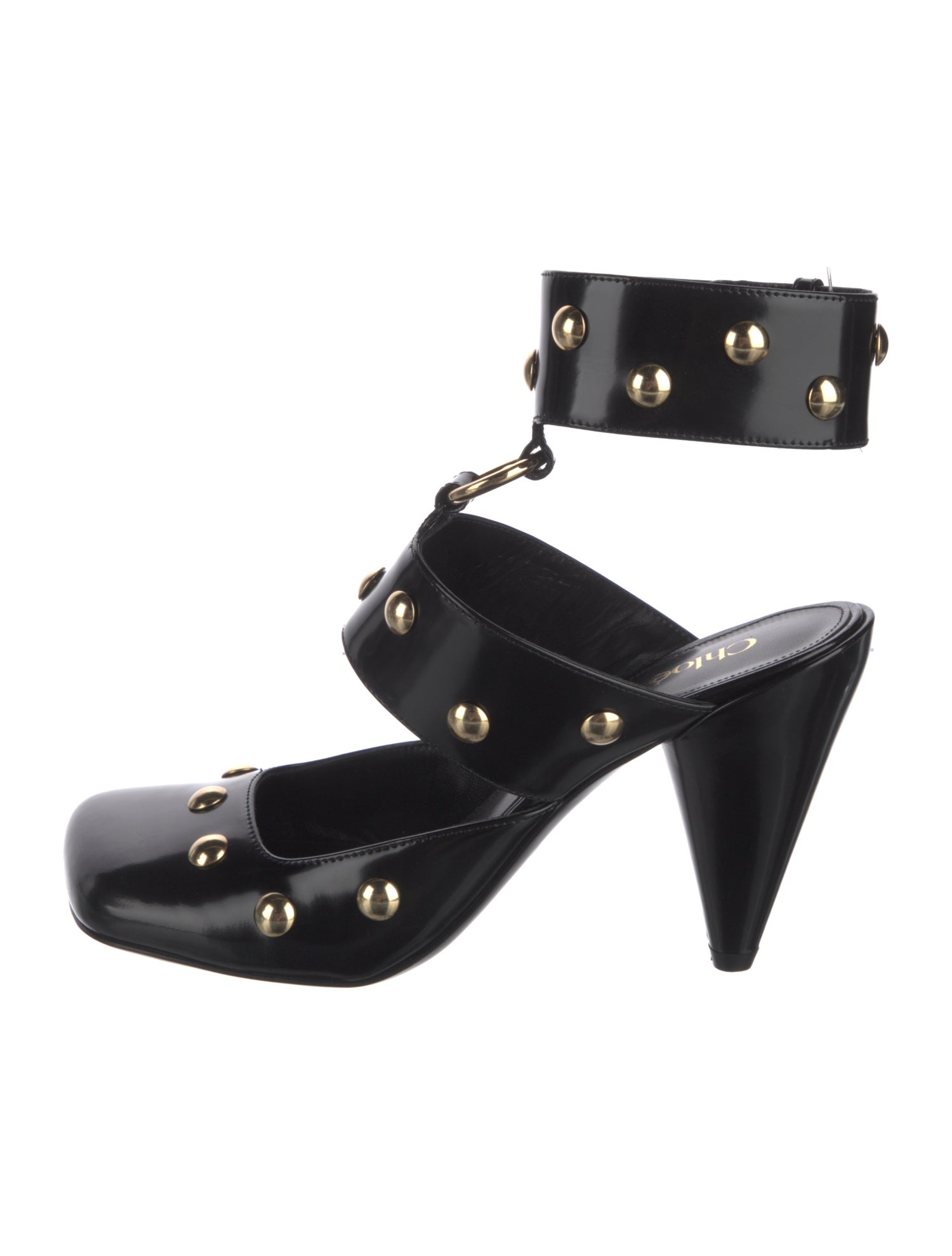 Chloé Leather Studded Accents Mules