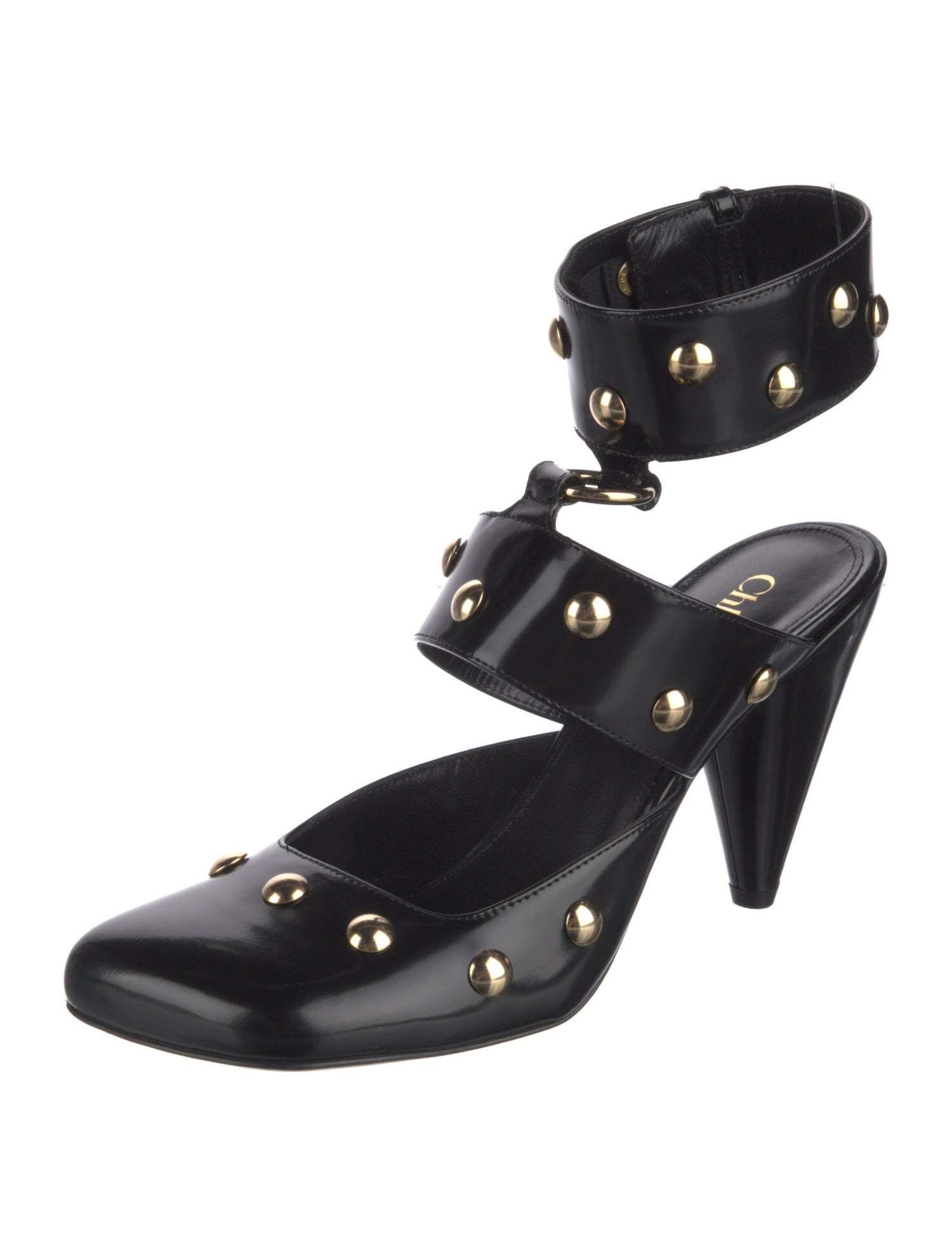 Chloé Leather Studded Accents Mules