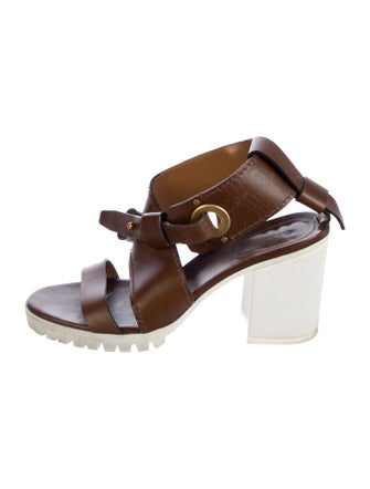 Chloé Leather Cutout Accent Slingback Sandals