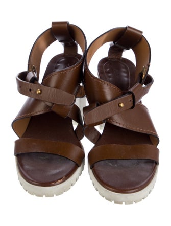 Chloé Leather Cutout Accent Slingback Sandals