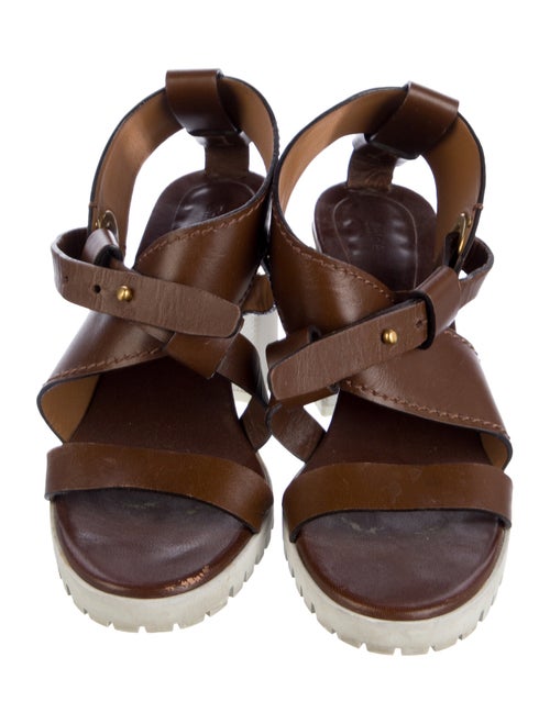 Chloé Leather Cutout Accent Slingback Sandals