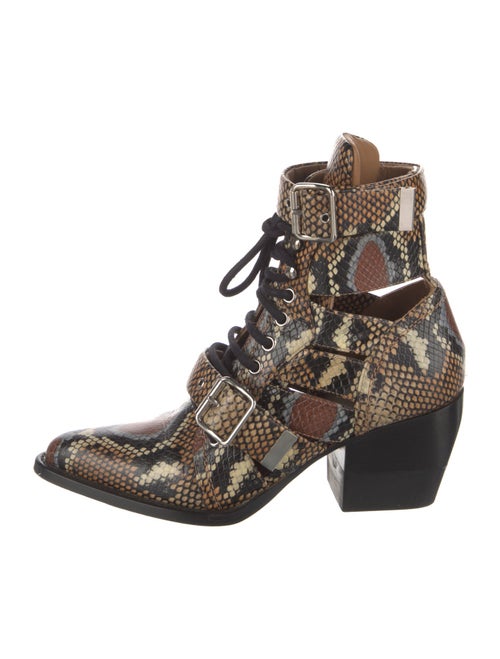 Chloé Leather Animal Print Lace-Up Boots