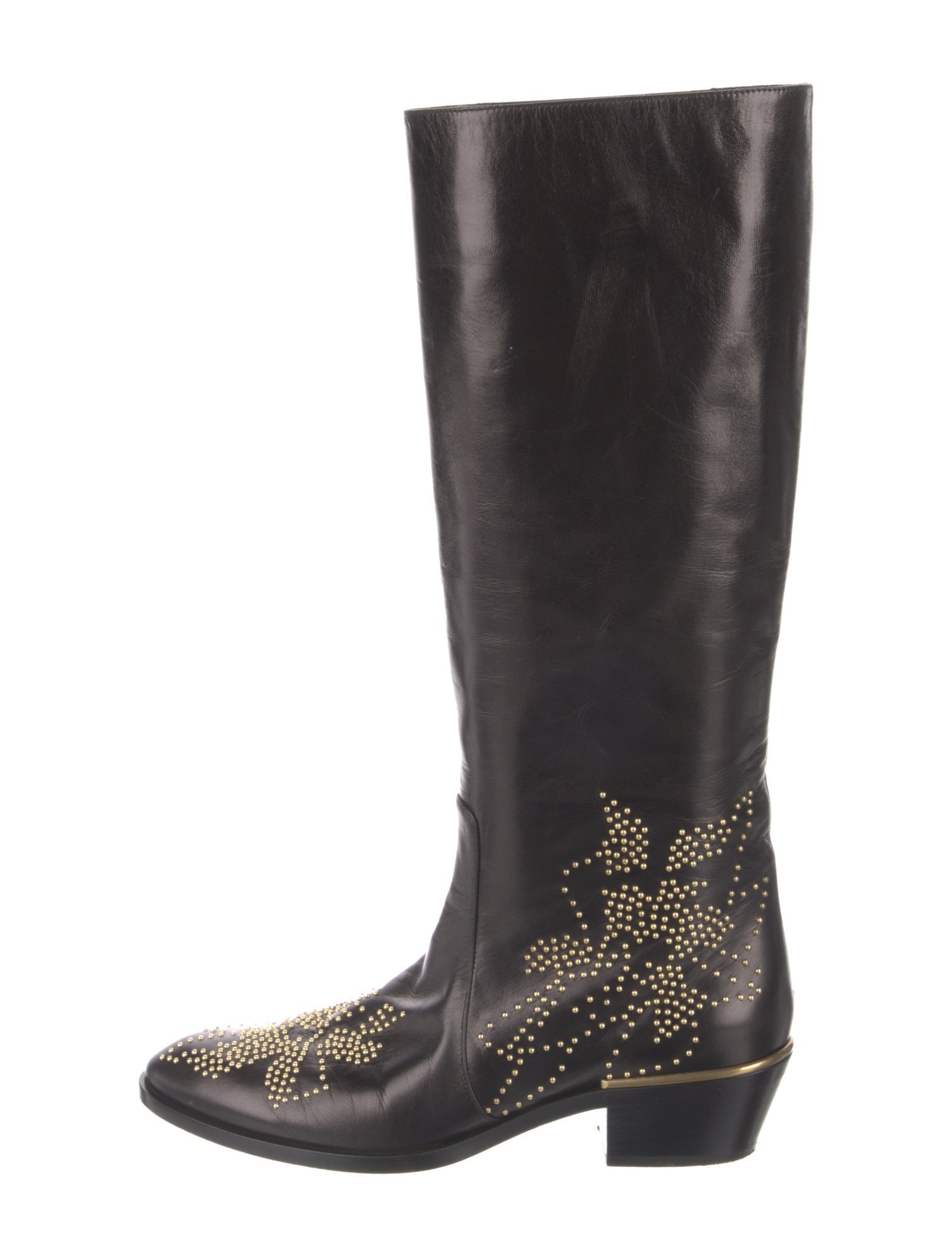 Chloé Leather Studded Accents Riding Boots