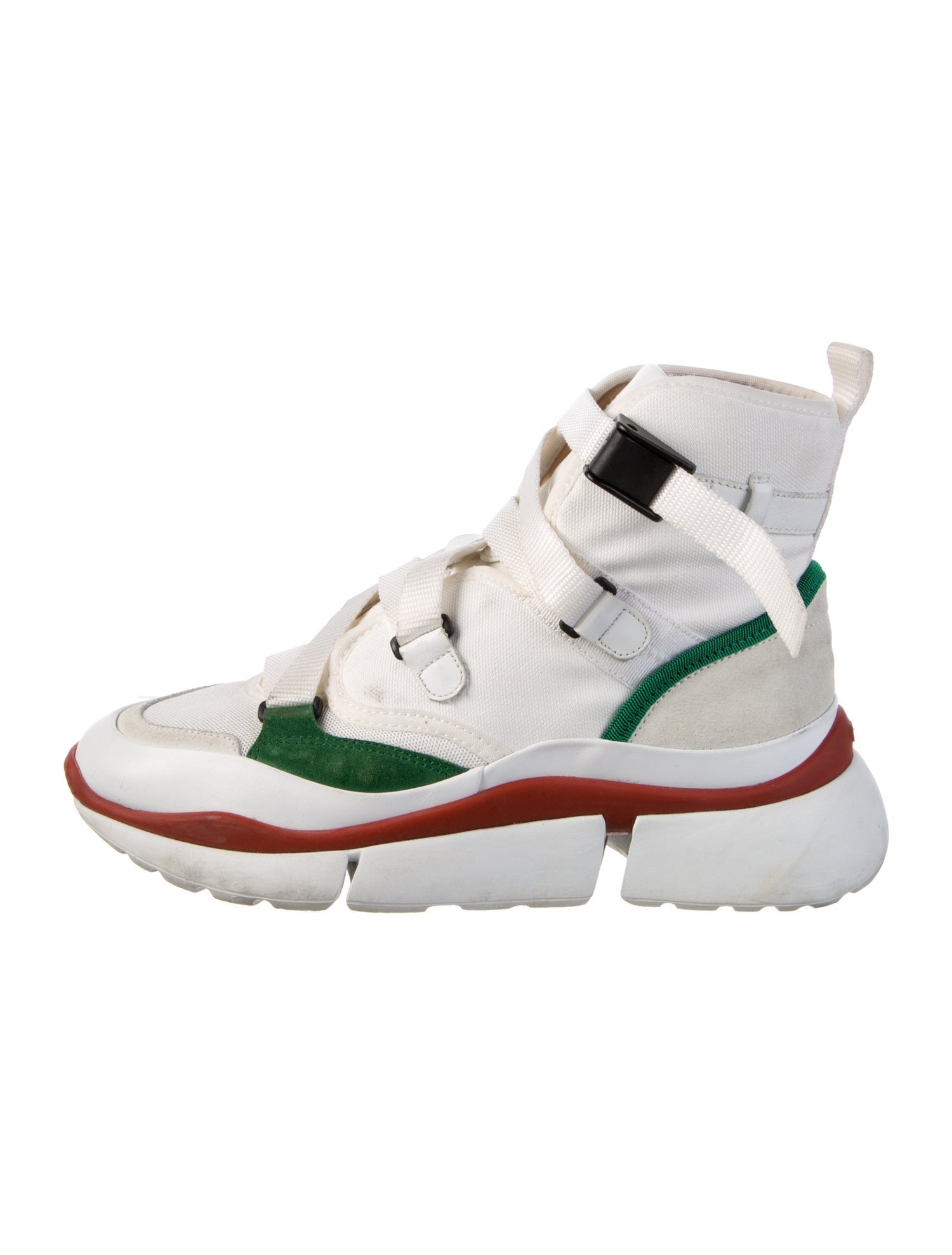 Chloé Leather Colorblock Pattern Wedge Sneakers