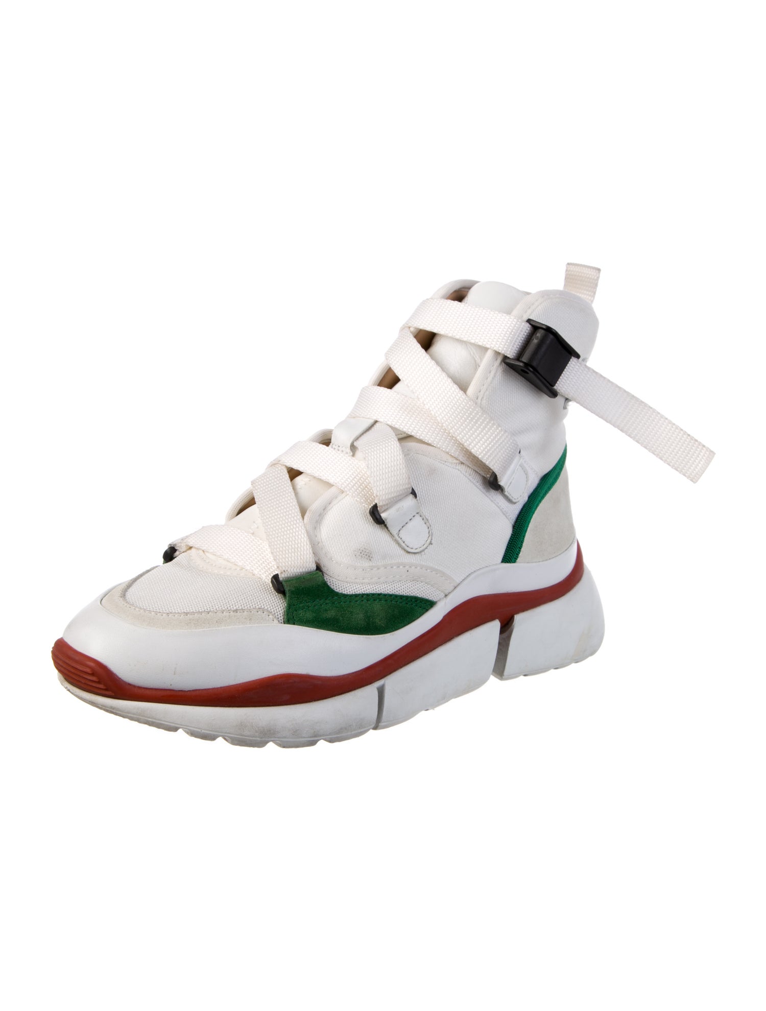 Chloé Leather Colorblock Pattern Wedge Sneakers