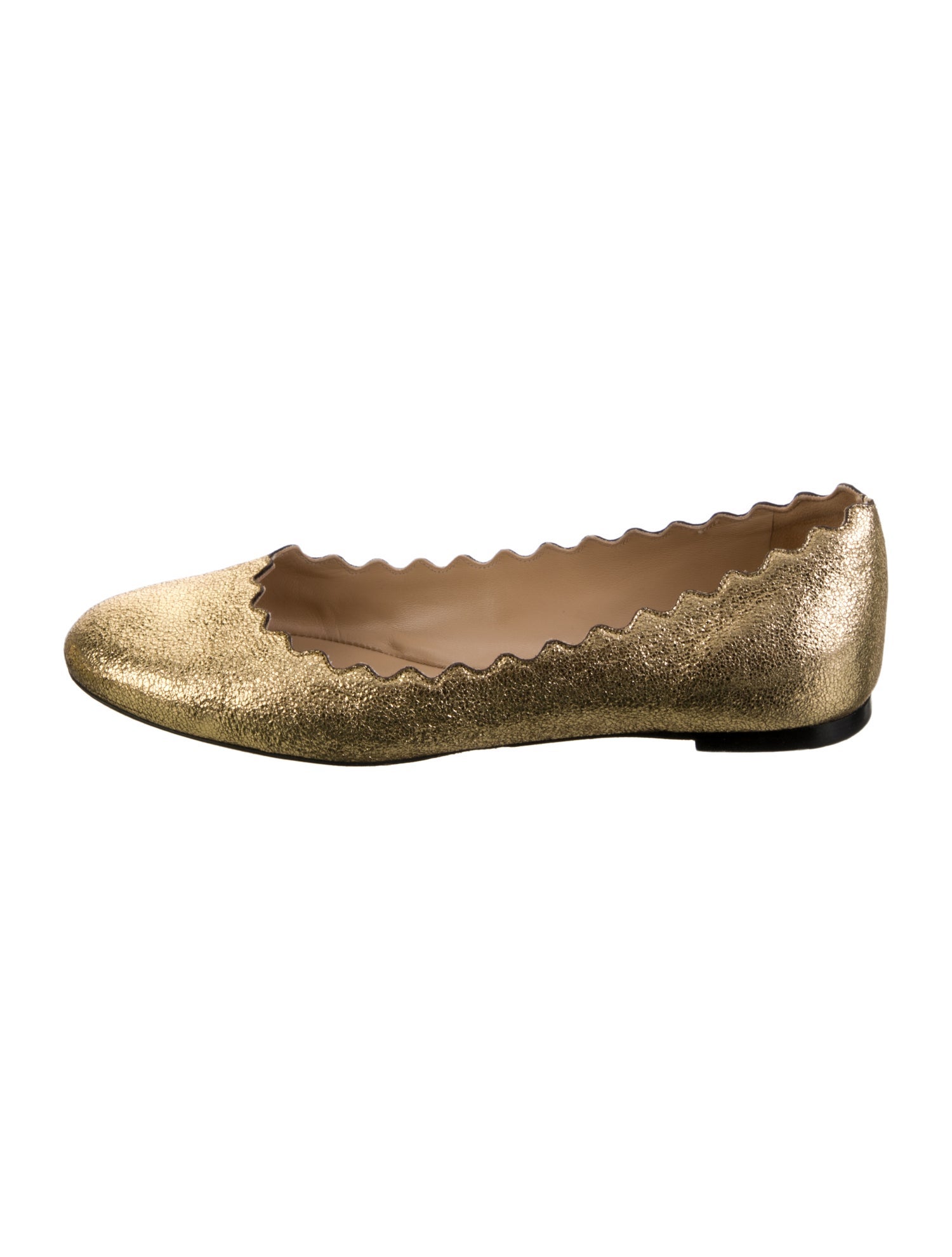 Chloé Leather Scalloped Accent Ballet Flats