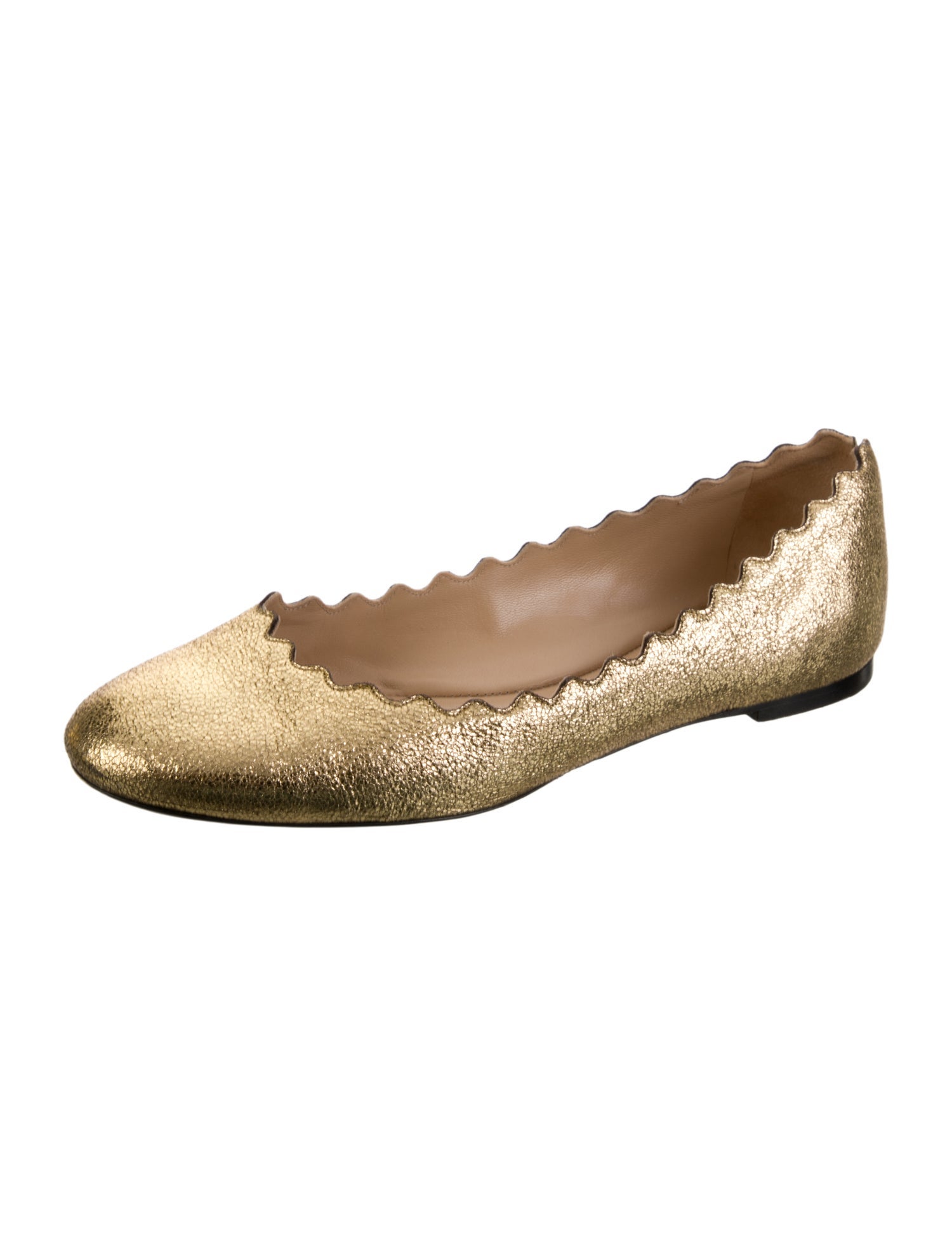 Chloé Leather Scalloped Accent Ballet Flats