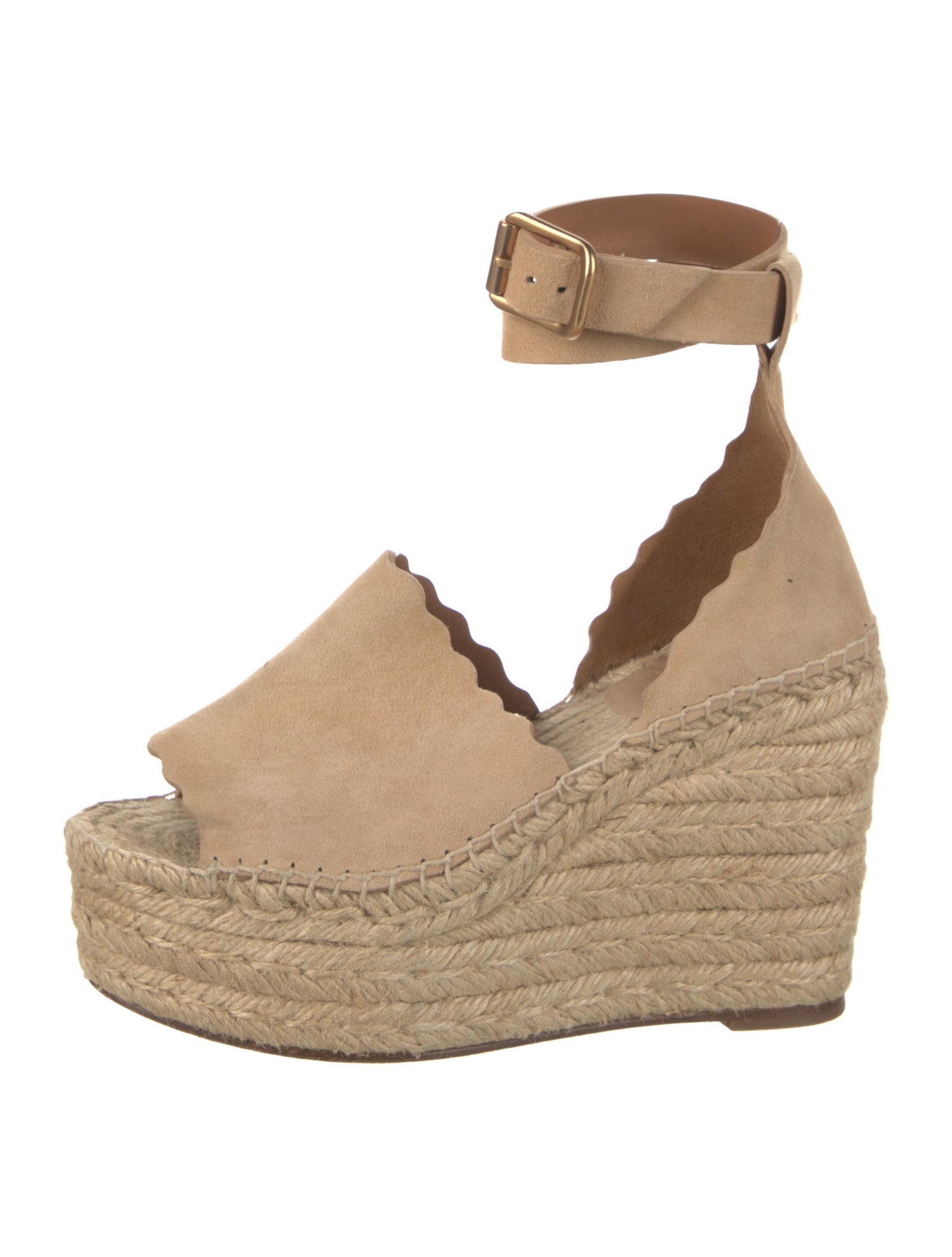 Chloé Suede Scalloped Accent Espadrilles