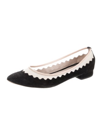 Chloé Suede Scalloped Accent Ballet Flats