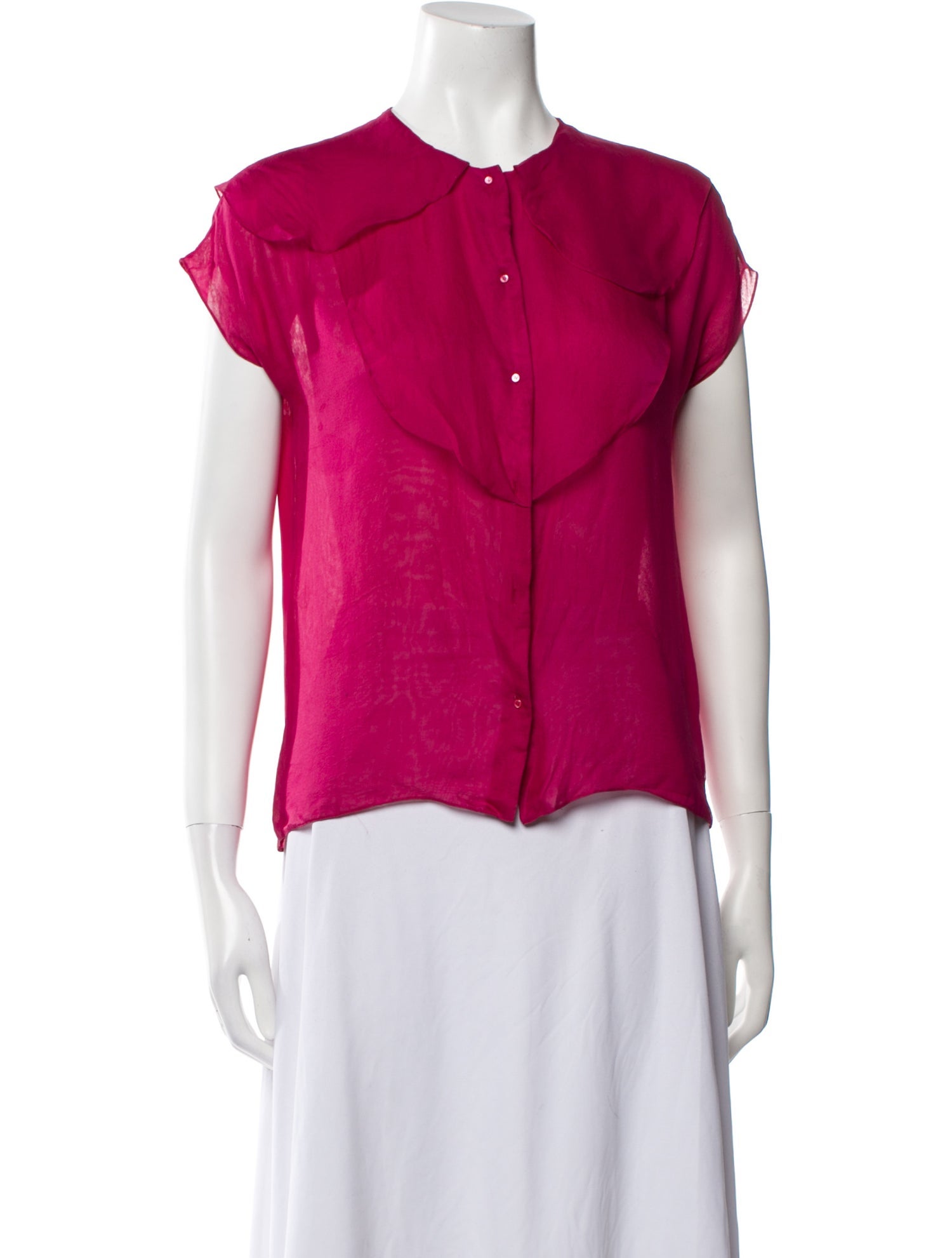 Chloé Silk Crew Neck Button-Up Top