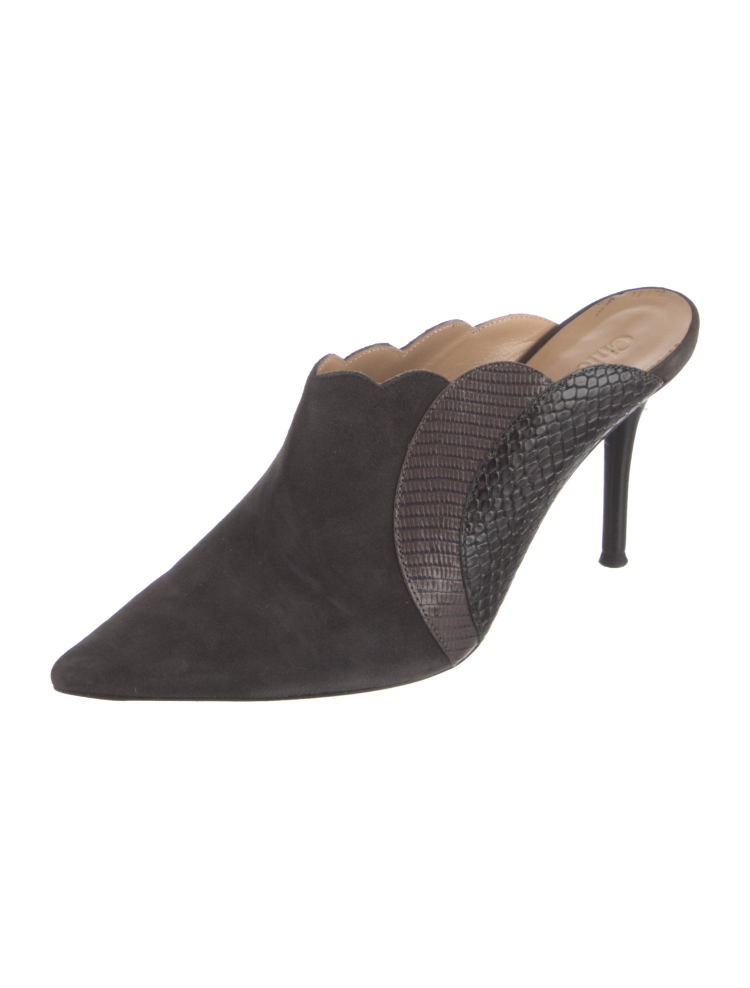 Chloé Suede Scalloped Accent Mules