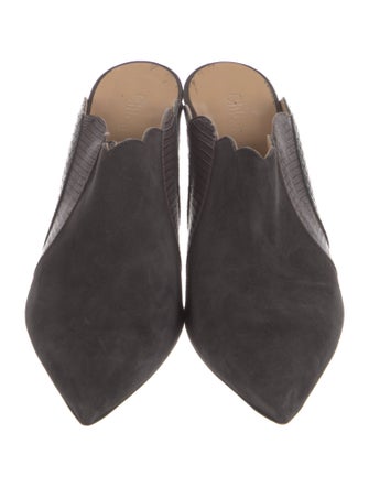 Chloé Suede Scalloped Accent Mules