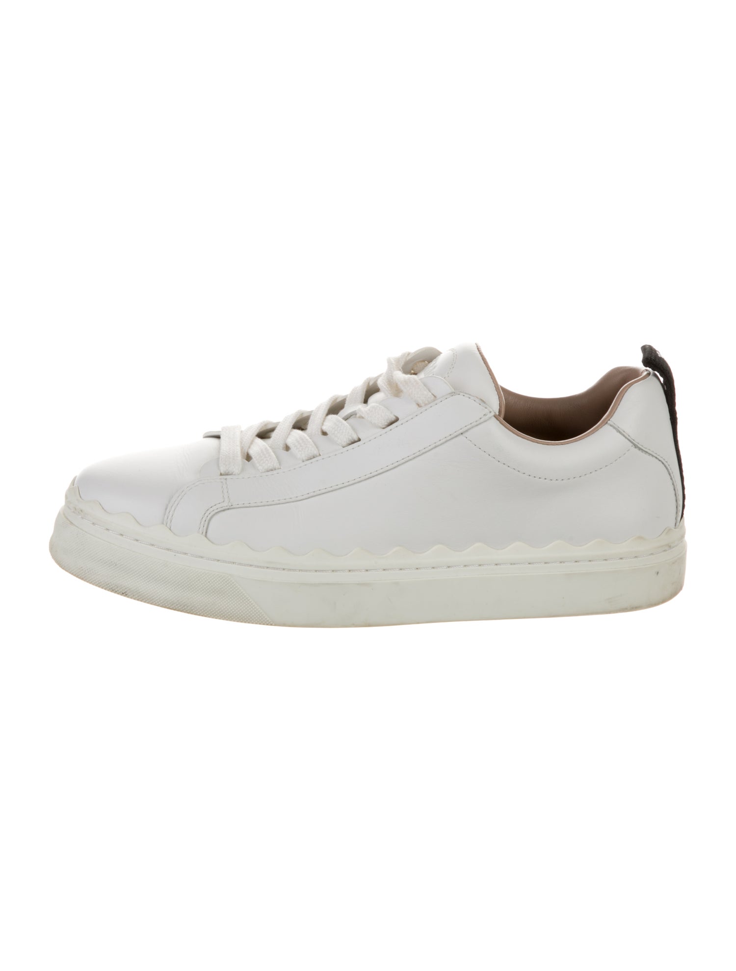 Chloé Leather Scalloped Accent Sneakers