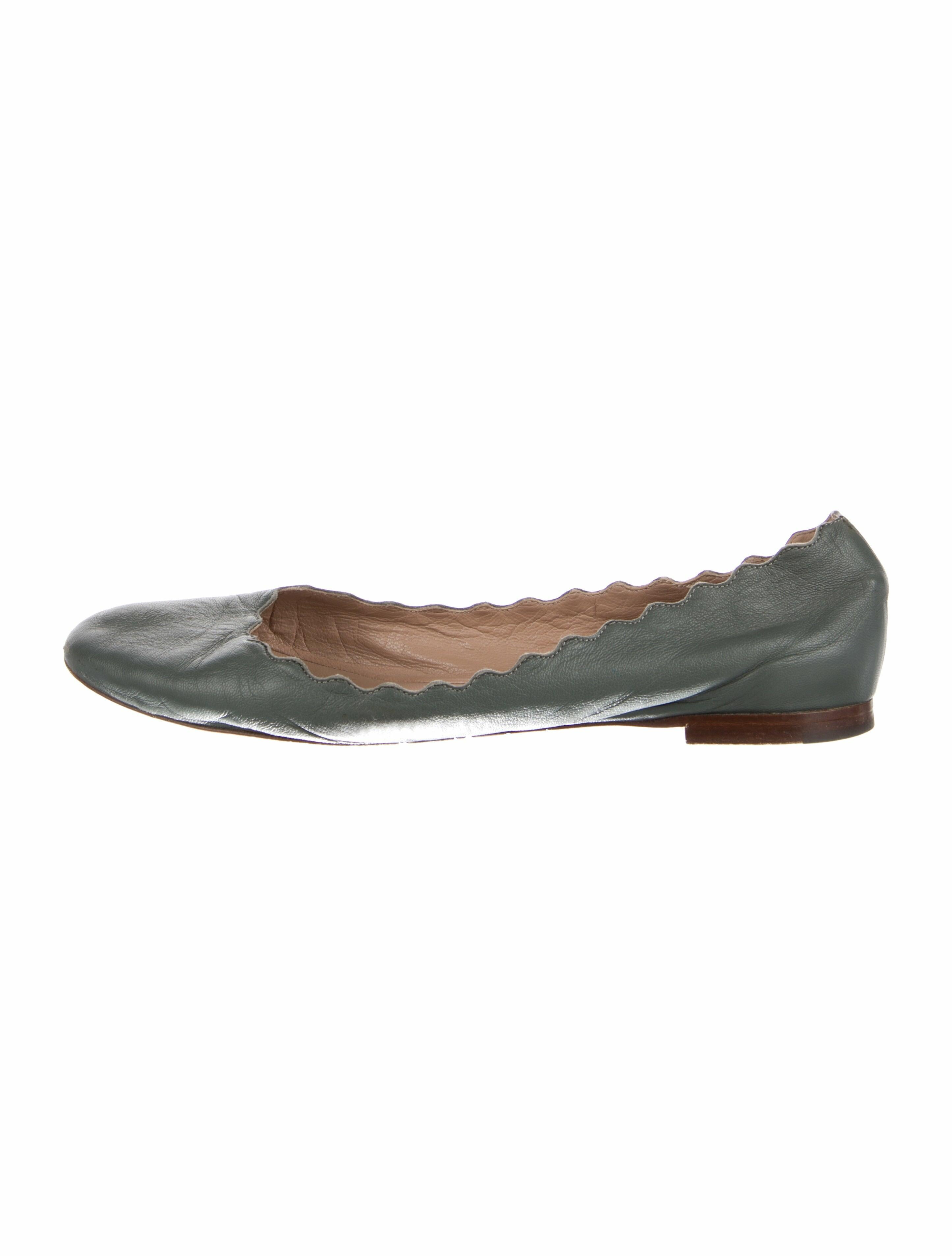 Chloé Leather Scalloped Accent Ballet Flats