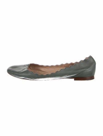 Chloé Leather Scalloped Accent Ballet Flats