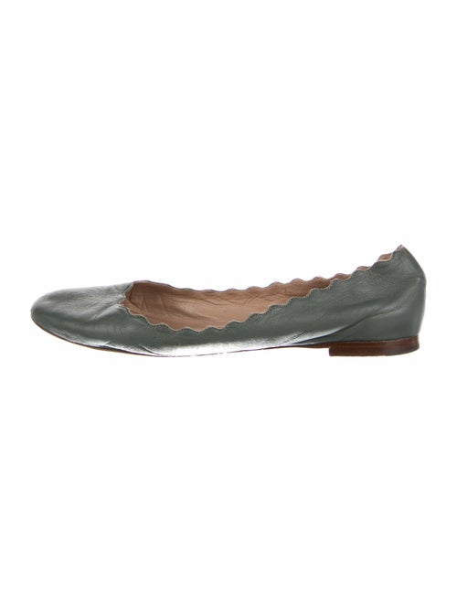 Chloé Leather Scalloped Accent Ballet Flats