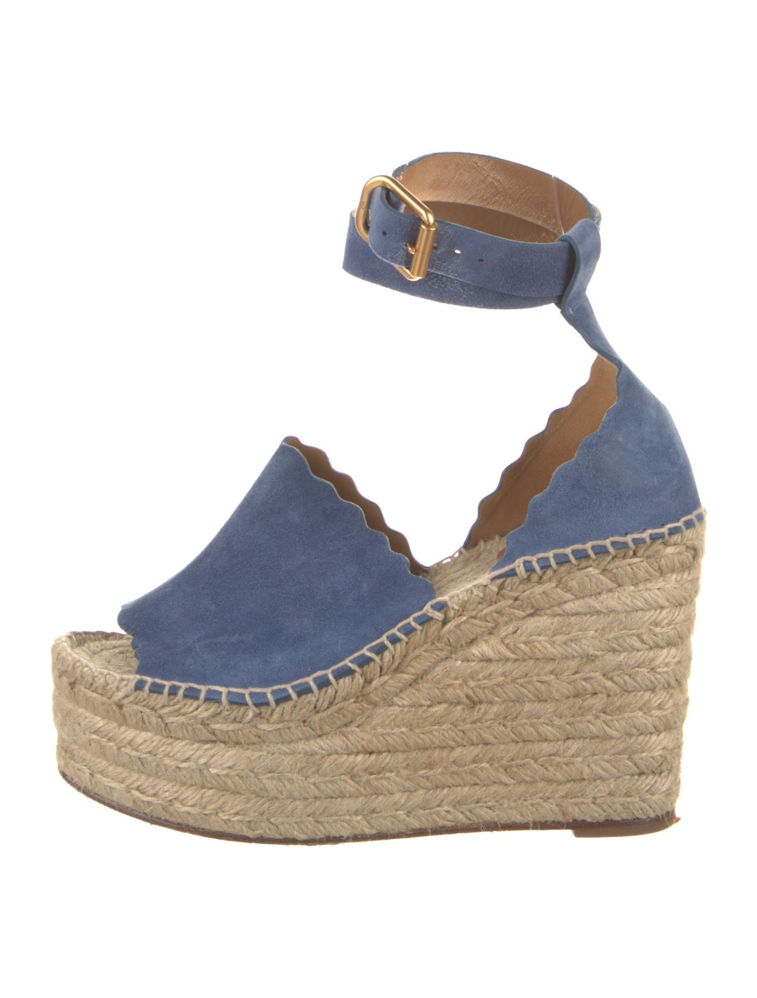 Chloé Suede Scalloped Accent D'Orsay Pumps