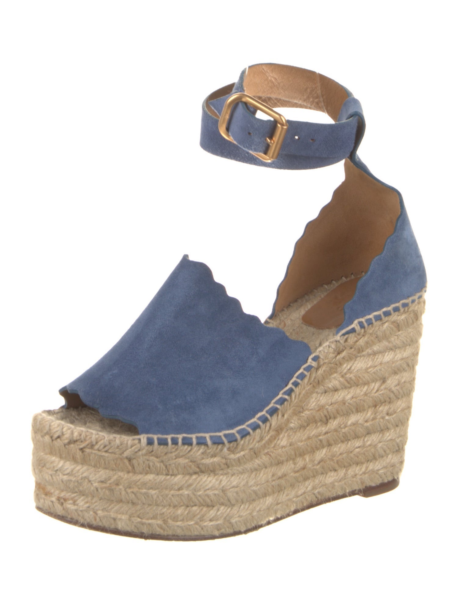 Chloé Suede Scalloped Accent D'Orsay Pumps