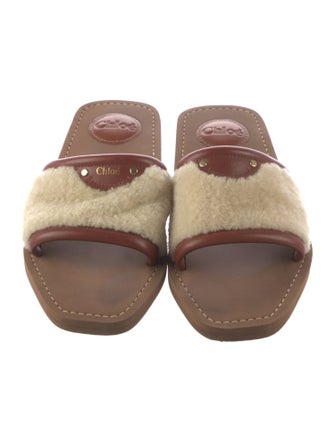 Chloé Shearling Whipstitch Trim Slides