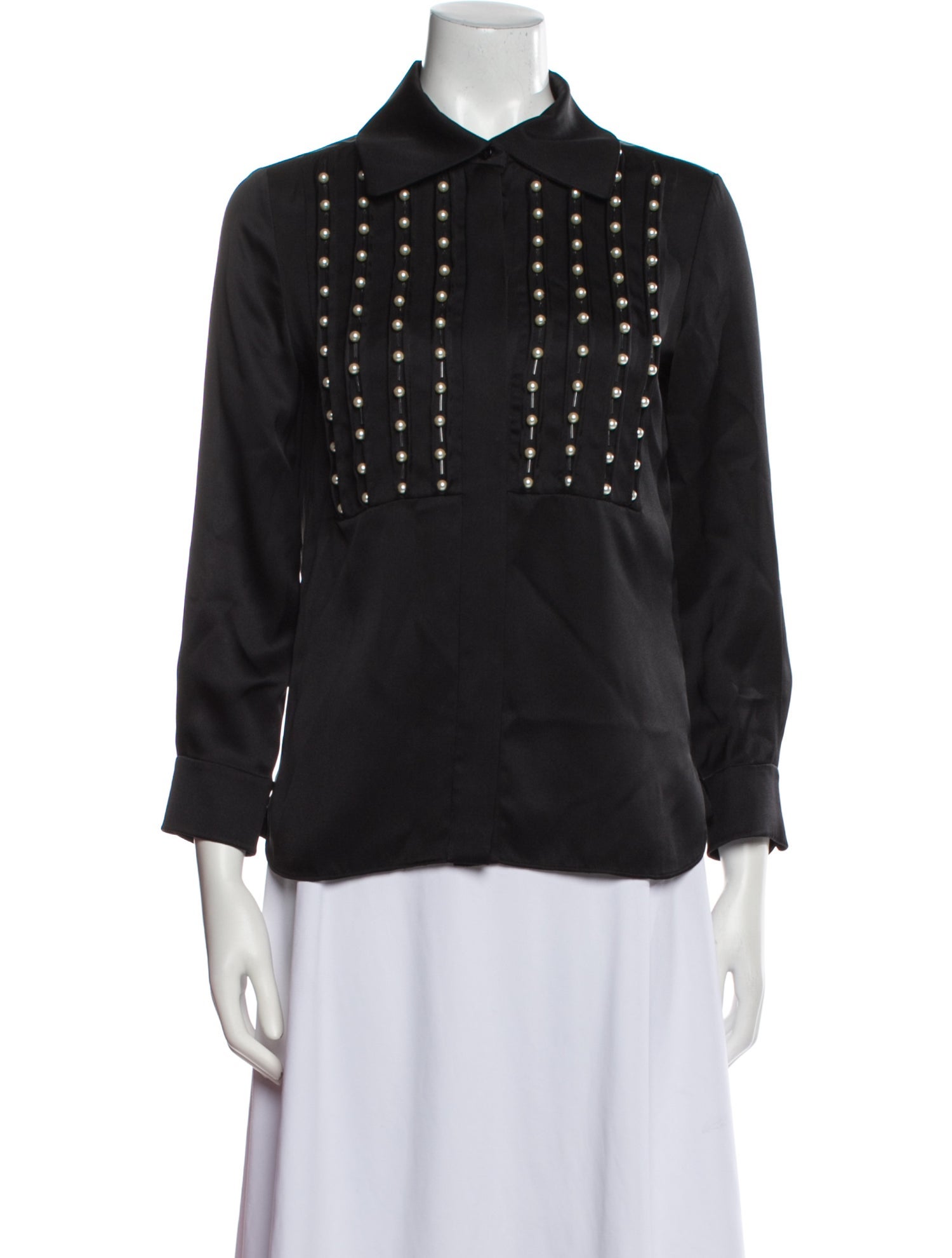 Chloé Silk Three-Quarter Sleeve Button-Up Top