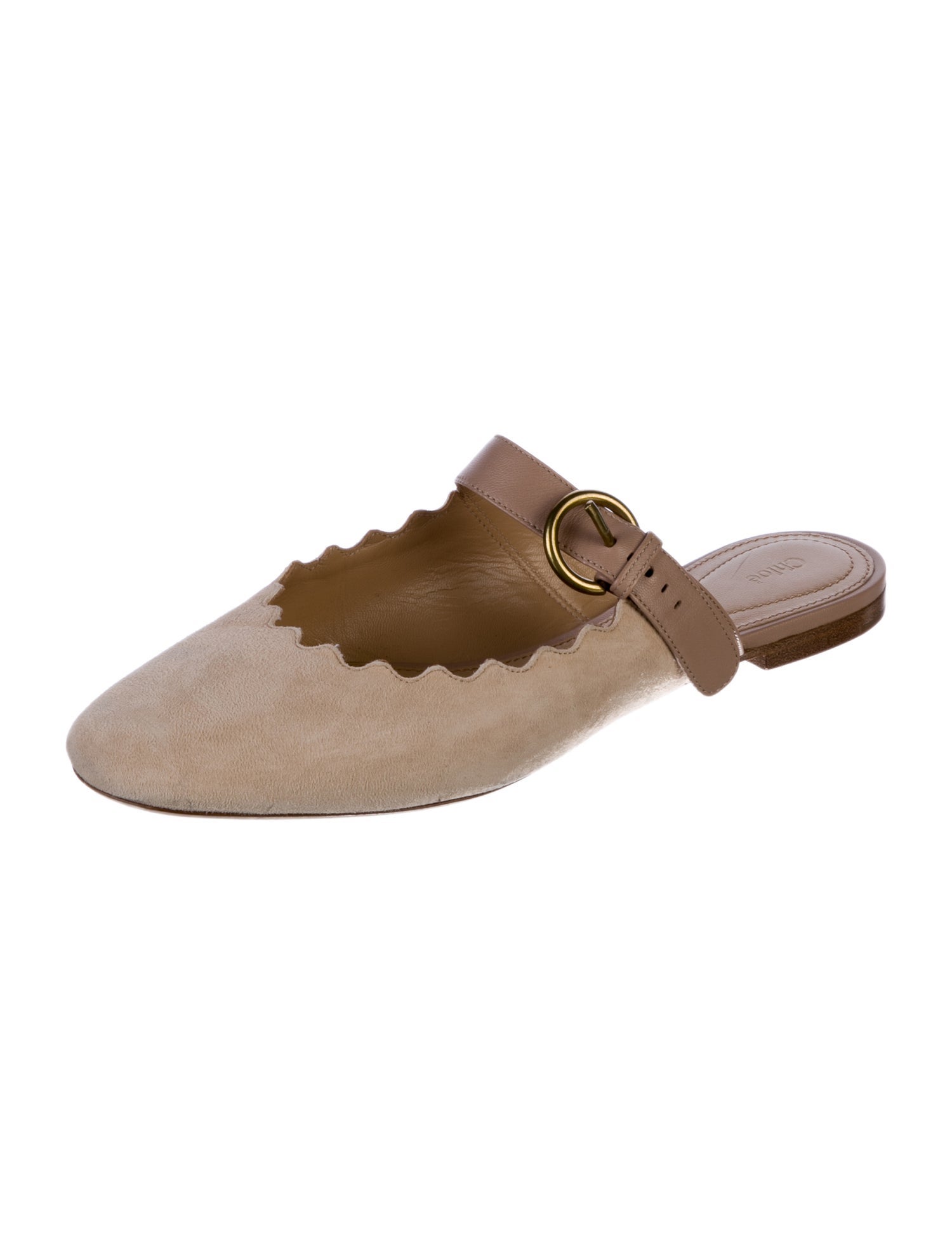 Chloé Suede Scalloped Accent Mules