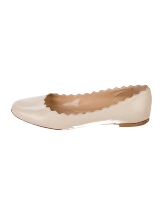 Chloé Leather Scalloped Accent Ballet Flats