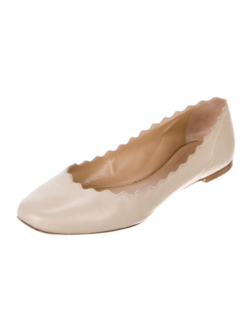 Chloé Leather Scalloped Accent Ballet Flats