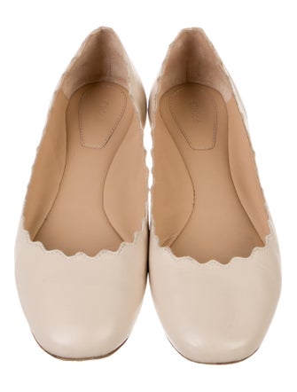 Chloé Leather Scalloped Accent Ballet Flats