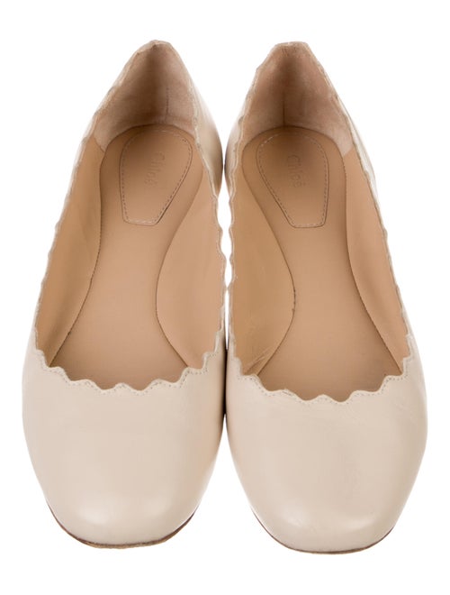 Chloé Leather Scalloped Accent Ballet Flats