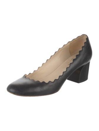 Chloé Leather Scalloped Accent Pumps
