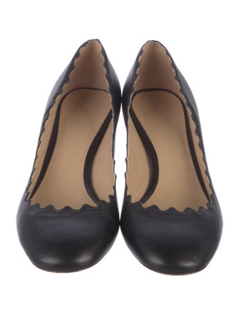 Chloé Leather Scalloped Accent Pumps