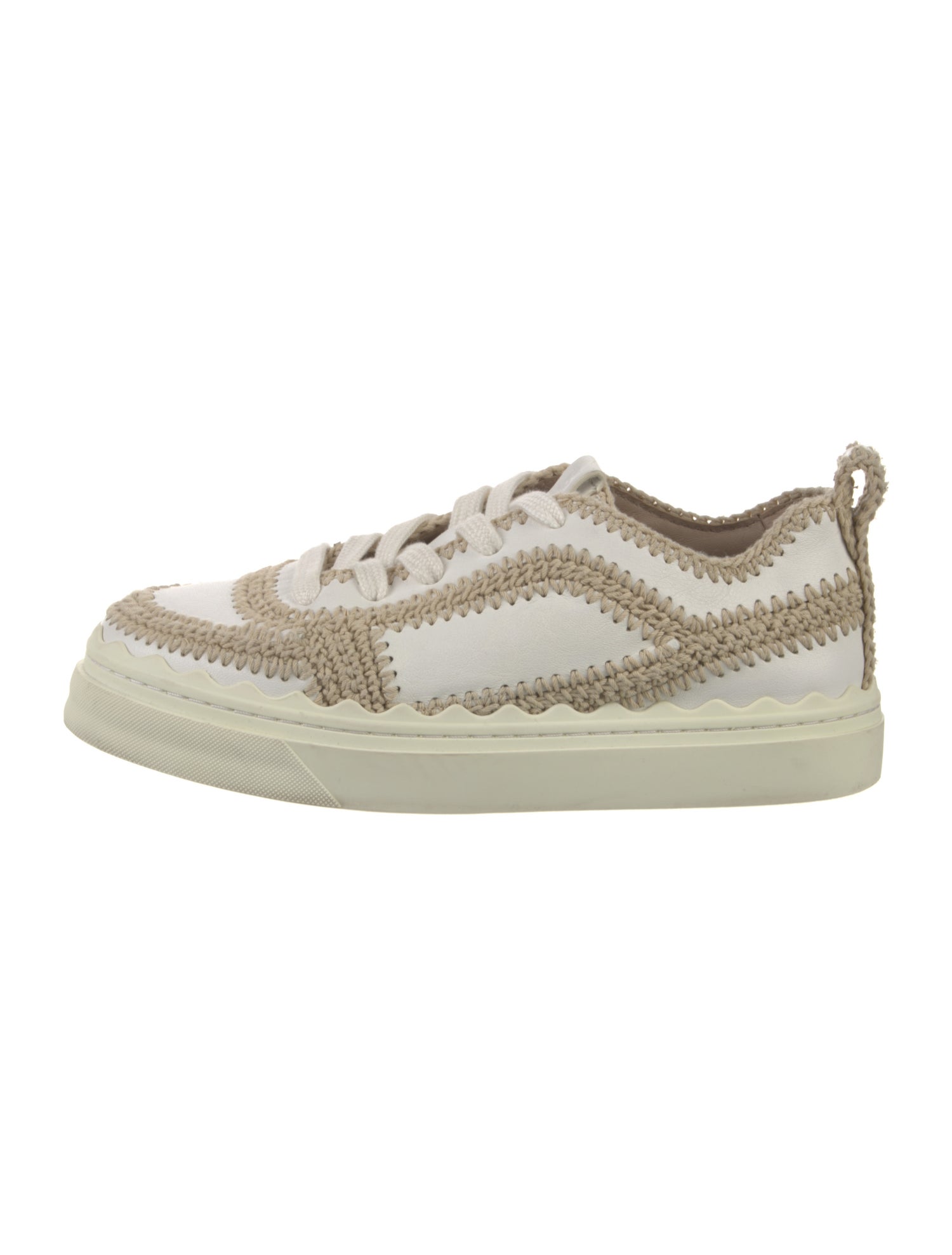 Chloé Leather Whipstitch Trim Sneakers