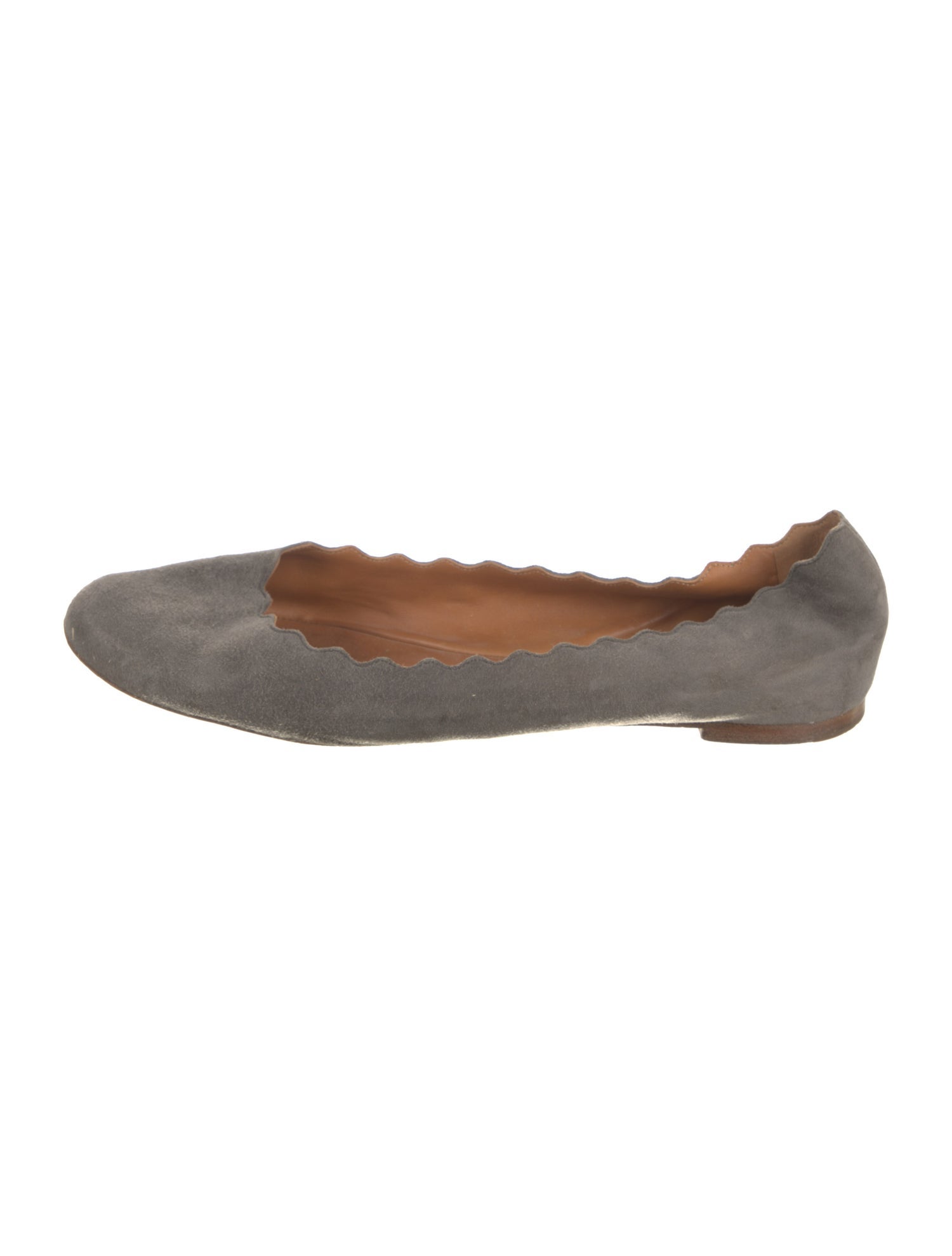 Chloé Suede Scalloped Accent Ballet Flats