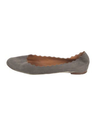 Chloé Suede Scalloped Accent Ballet Flats
