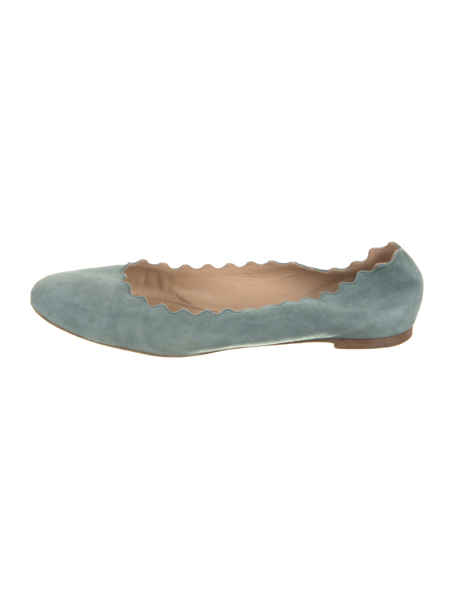 Chloé Suede Scalloped Accent Ballet Flats