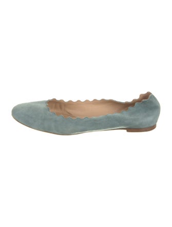 Chloé Suede Scalloped Accent Ballet Flats