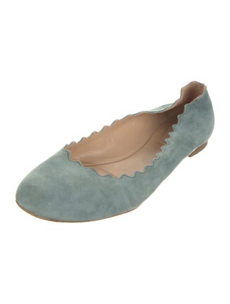 Chloé Suede Scalloped Accent Ballet Flats