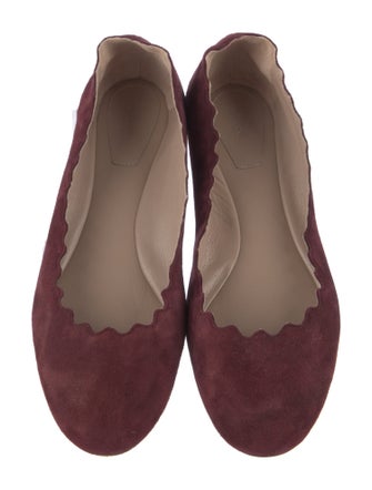 Chloé Suede Scalloped Accent Ballet Flats