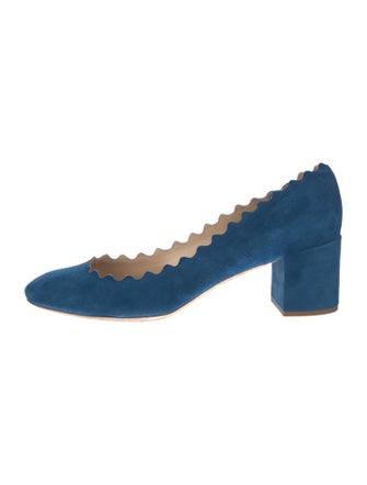 Chloé Suede Scalloped Accent Pumps