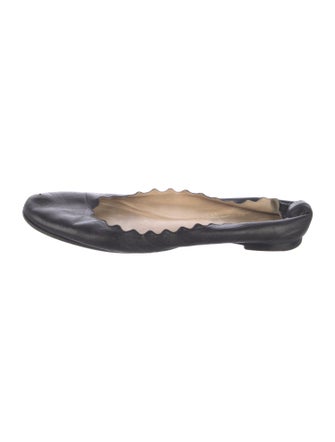 Chloé Leather Scalloped Accent Ballet Flats