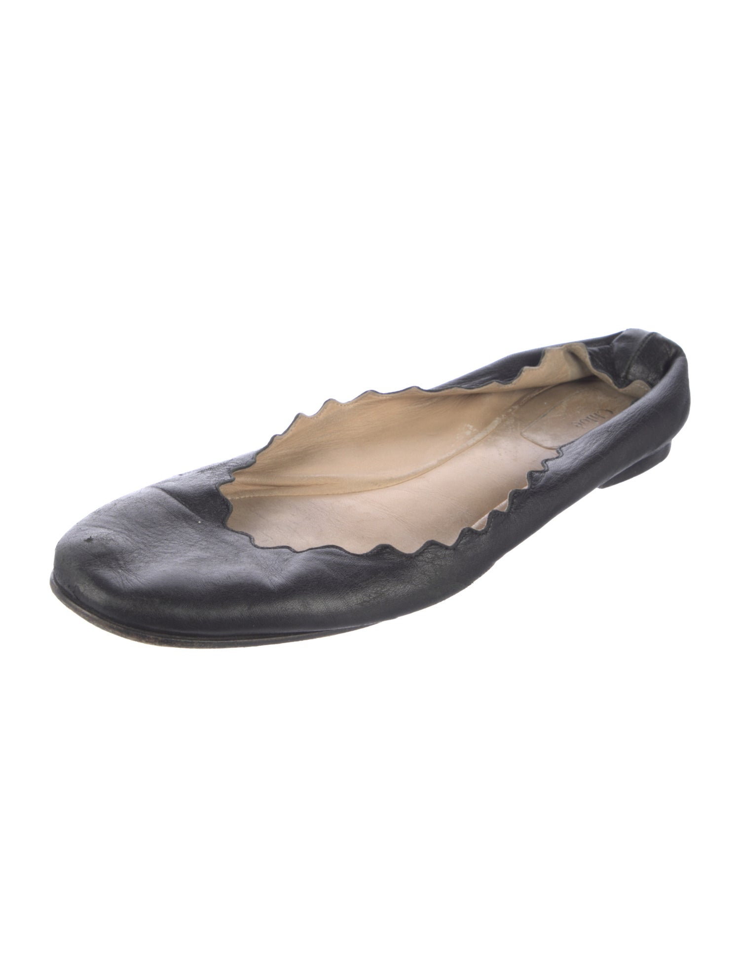 Chloé Leather Scalloped Accent Ballet Flats