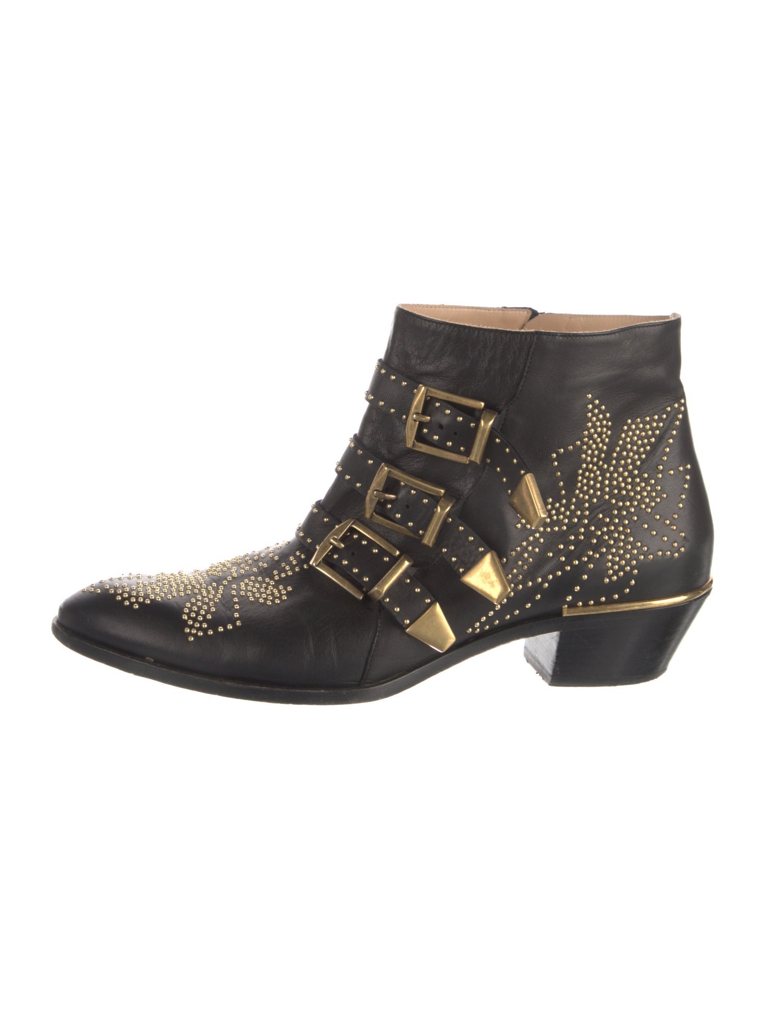 Chloé Leather Studded Accents Western Boots
