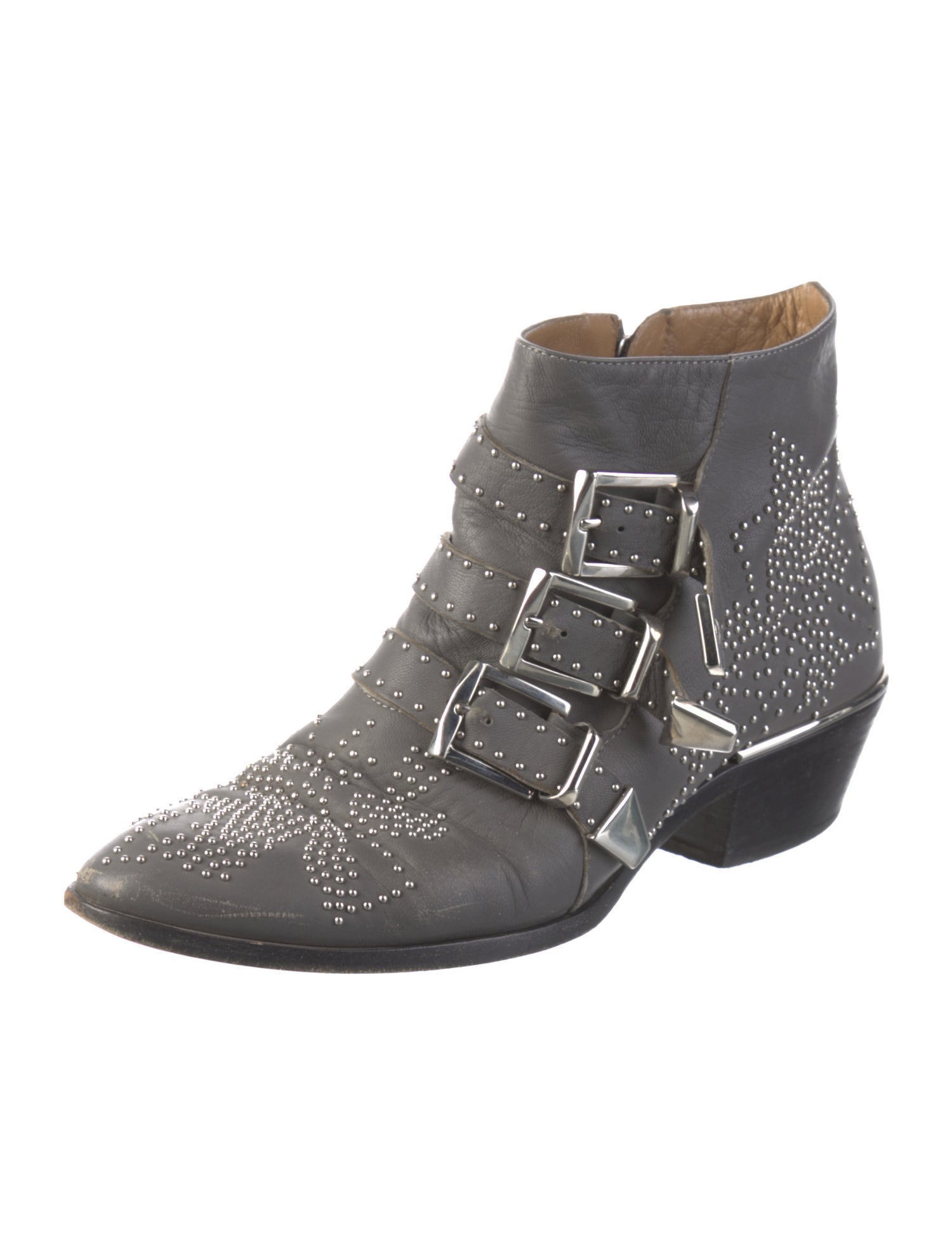 Chloé Leather Colorblock Pattern Western Boots