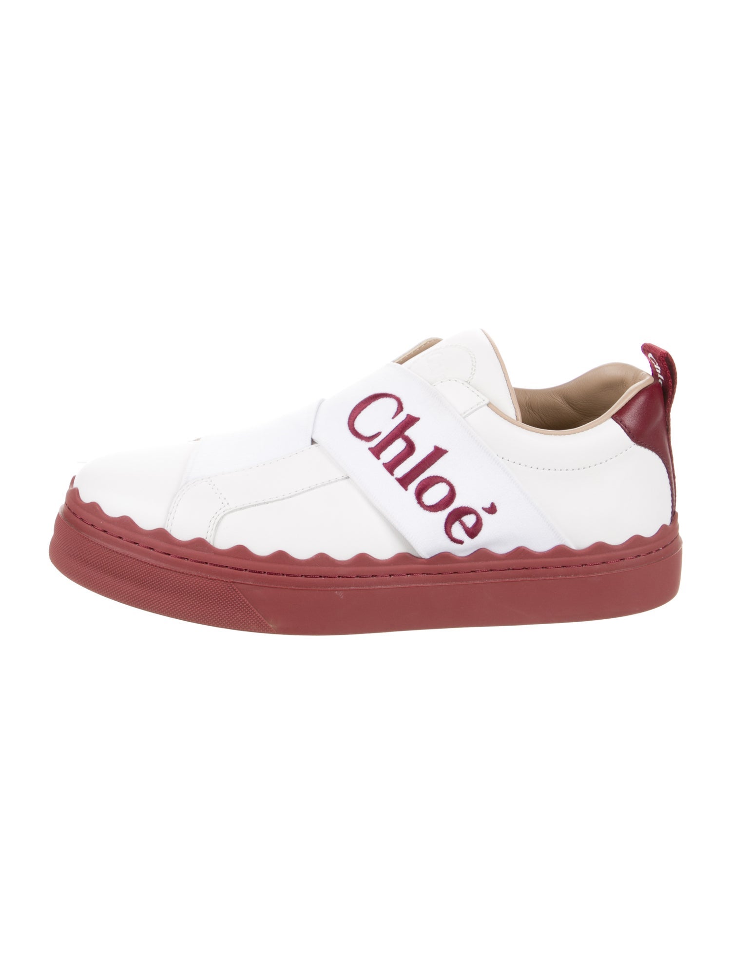 Chloé Leather Embroidered Accent Sneakers