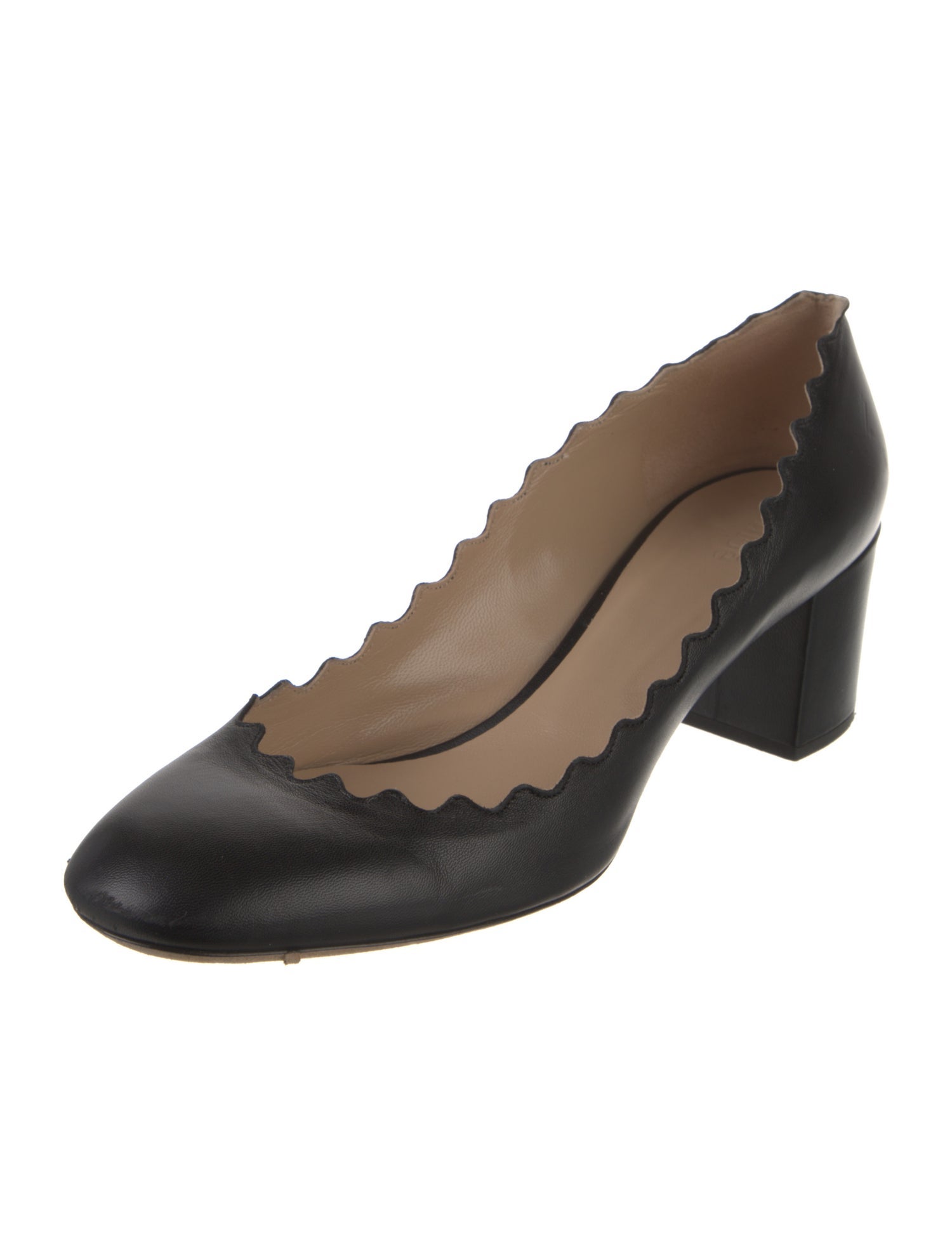 Chloé Leather Scalloped Accent Pumps