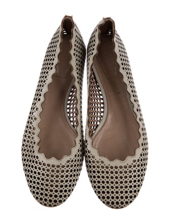 Chloé Leather Scalloped Accent Flats