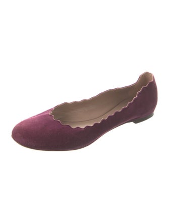Chloé Suede Scalloped Accent Ballet Flats