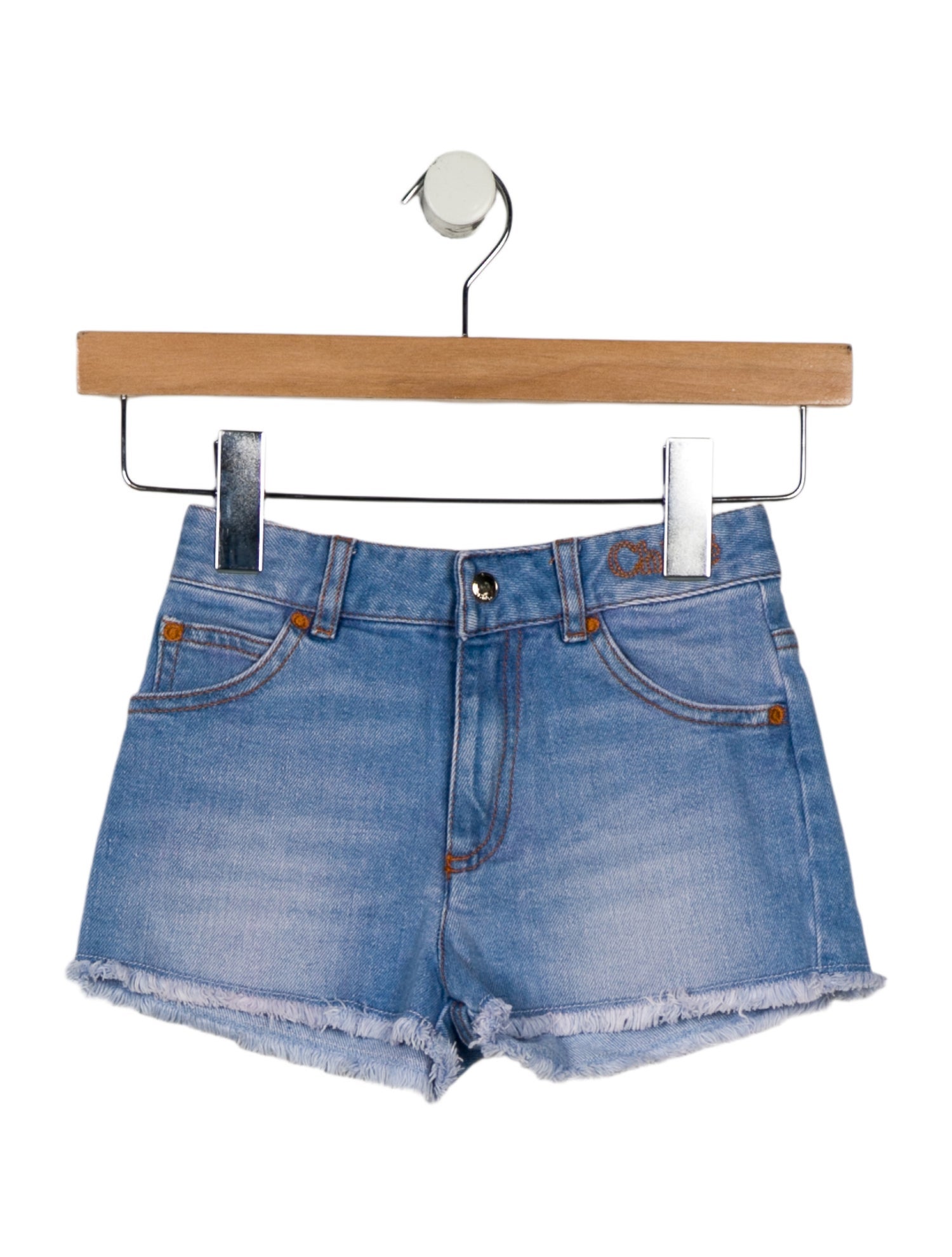 Chloé Chloé Toddler Girls' Solid Raw Eddge-Trimmed Denim Shorts
