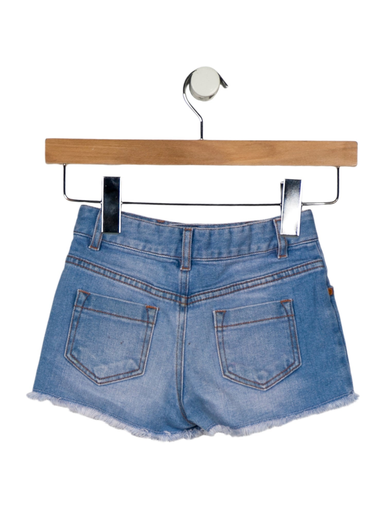 Chloé Chloé Toddler Girls' Solid Raw Eddge-Trimmed Denim Shorts